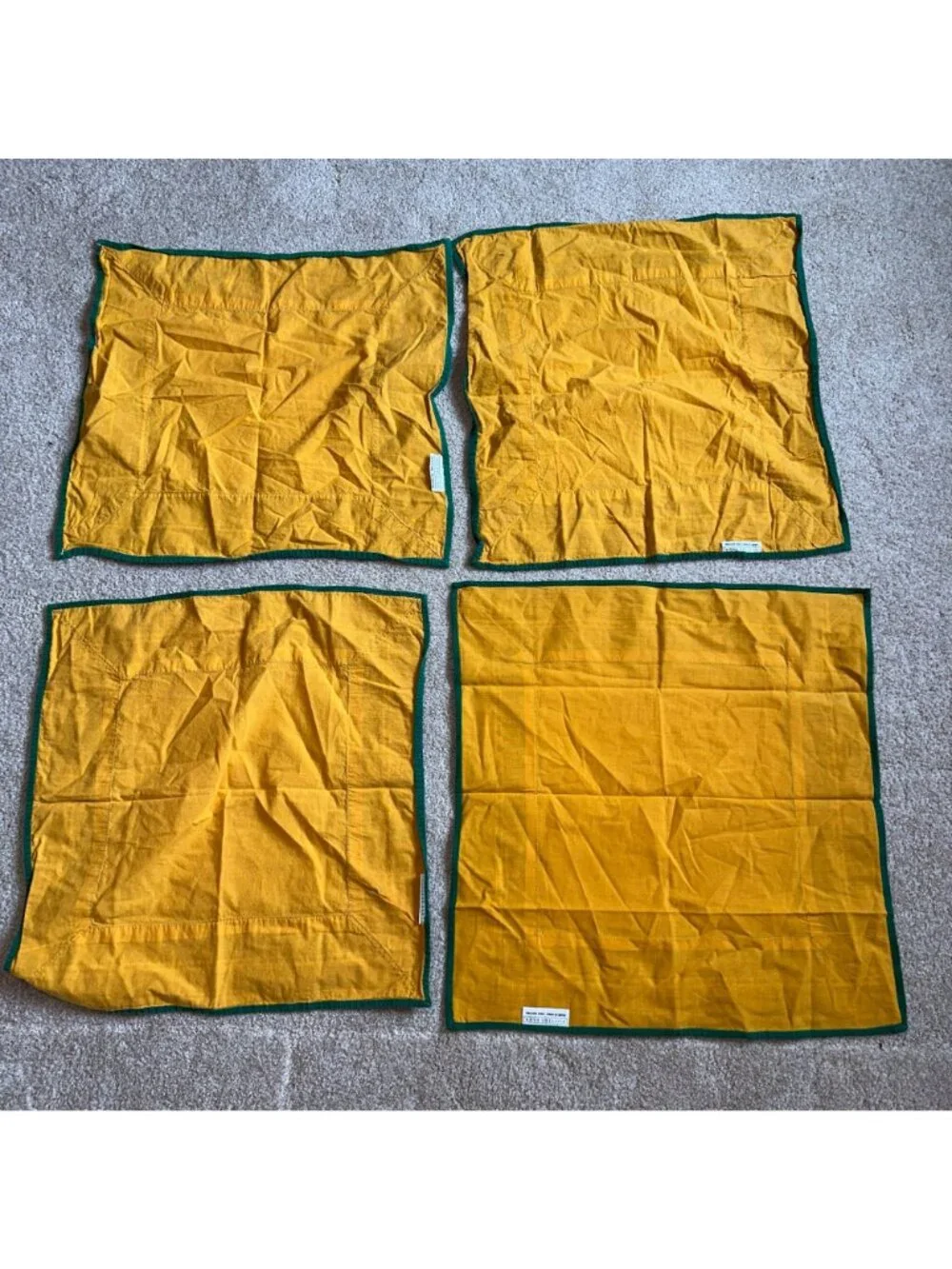 Vintage 90s Pottery Barn Primary Colors Placemats Set 4 Cotton Quilted Red Green